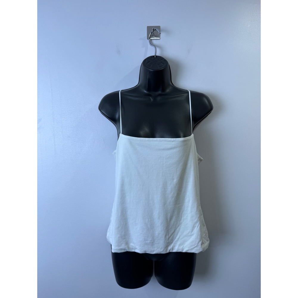 NWT Vince Women Off White Camisole Pima Cotton Square Neck Spaghetti Strap Large